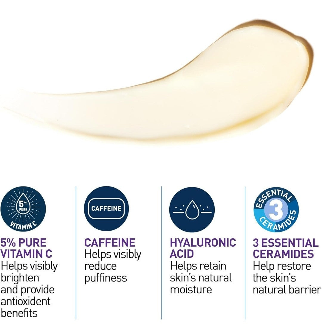 CeraVe Vitamin C Eye Cream for Dark Circles Puffiness 0.5oz - Skin Revitalizing