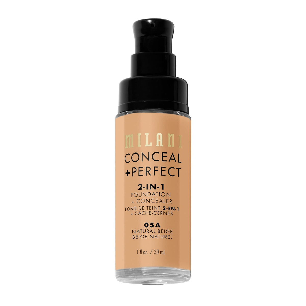 Water-Resistant Foundation Concealer 2-in-1 Natural Beige 1 Fl Oz