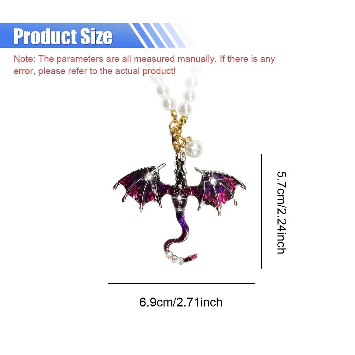 Bling Dragon Car Rear View Mirror Charm - Purple Auto Interior Decoration
