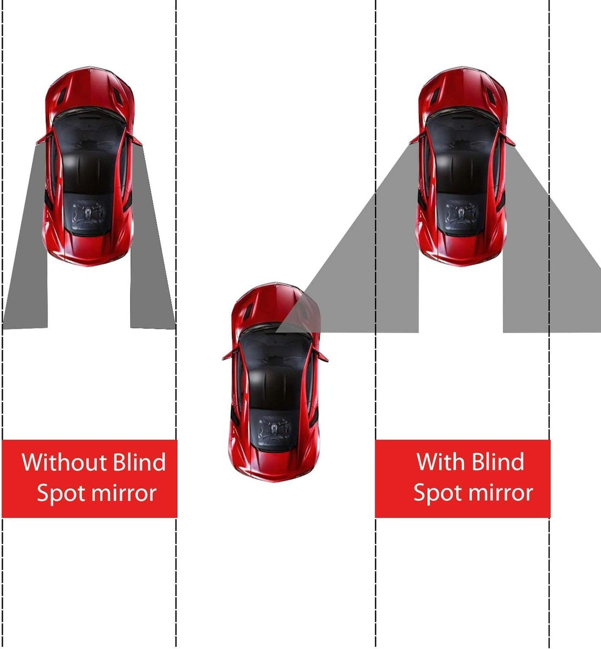 Car Blind Spot Mirror - Frameless Convex Wide-Angle Side Mirror with Adjustable Suction Cup