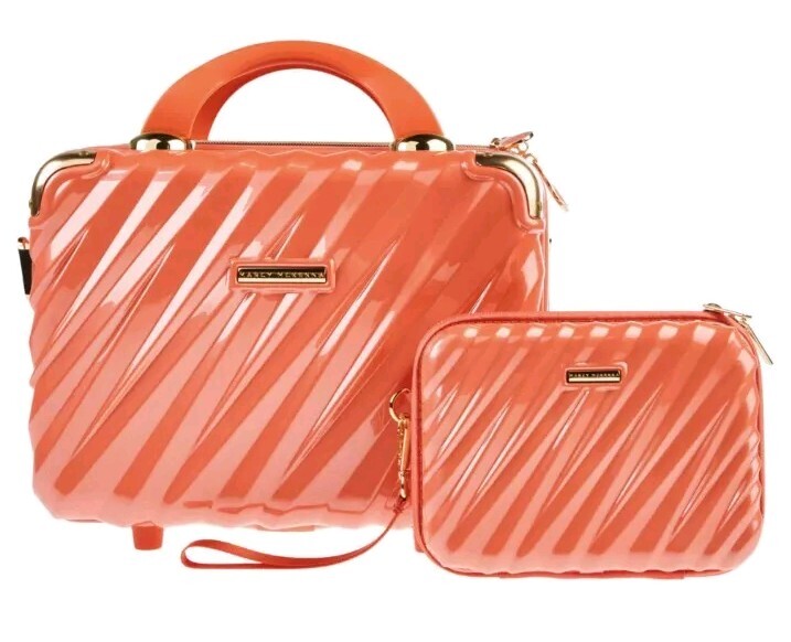 Travel Makeup & Toiletry Organizer Case Bundle - Large & Small, Tangerine
