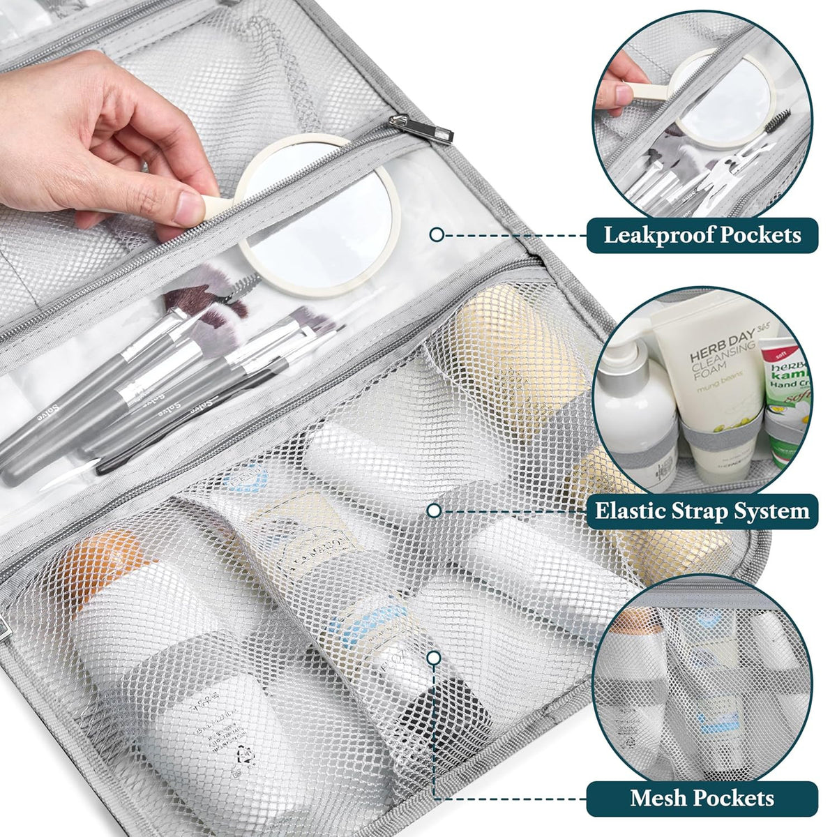 Large Hanging Waterproof Travel Toiletry Bag for Women and Men