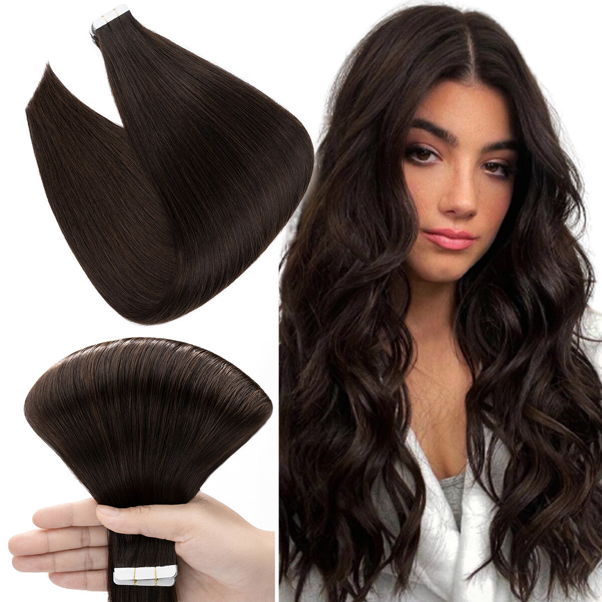 Remy Human Hair Tape-In Extensions Full Head 200g - Multiple Colors & Lengths