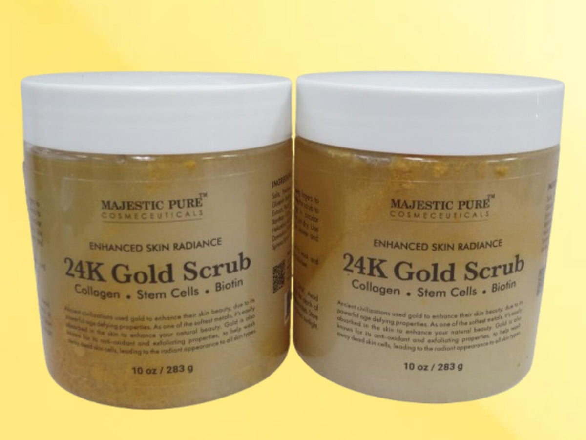 MAJESTIC PURE ENHANCED SKIN RADIANCE 24K GOLD SCRUB 10 OZ LOT OF 2