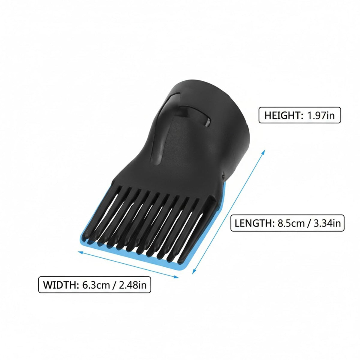 Universal Hair Dryer Nozzle 2 Pack - Concentrator & Comb Attachments, Black