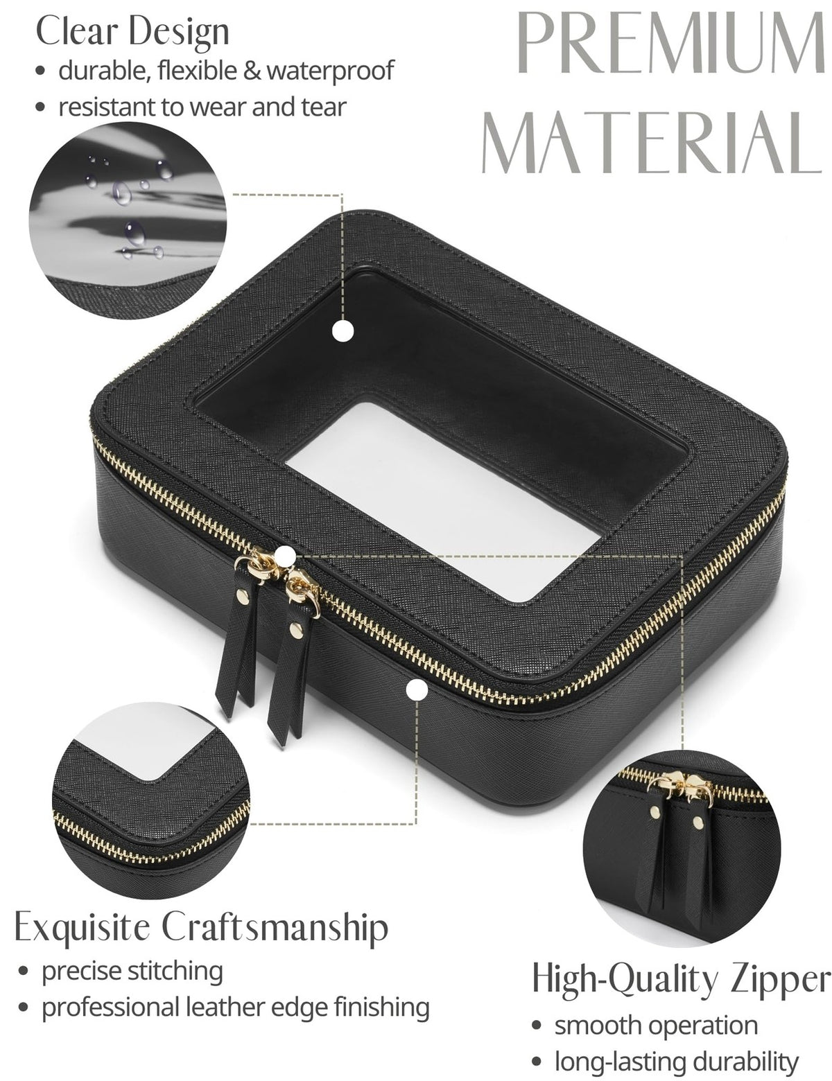 Clear Makeup Bag Set of 2 - Medium and Mini Travel Cosmetic Organizers