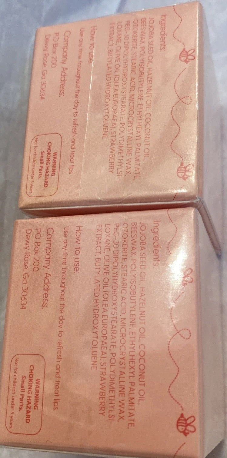 Strawberry Lip Balm Set - 2 Moisturizing Lip Balms for Soft Lips