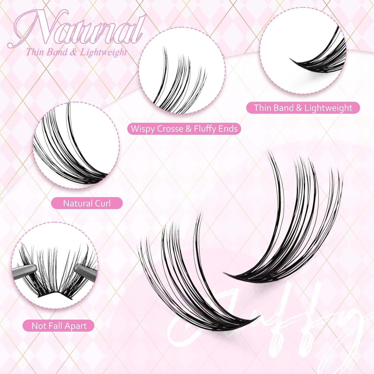 DIY Lash Clusters Kit 280PCS Natural Wispy Extensions for Beautiful Lashes