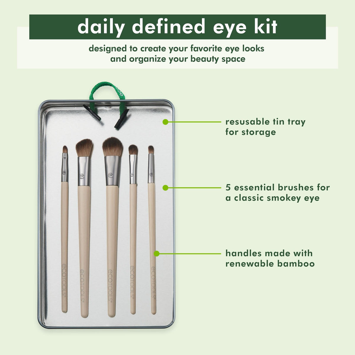 EcoTools Daily Defined Eye Makeup Brush Set - 5 Vegan Eco-Friendly Brushes