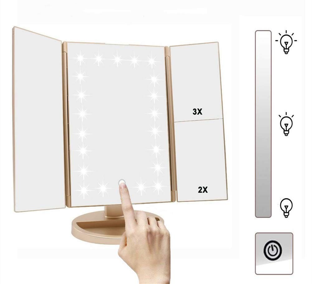 Lighted Vanity Makeup Mirror with 3X/2X/1X Magnification & LED Lights