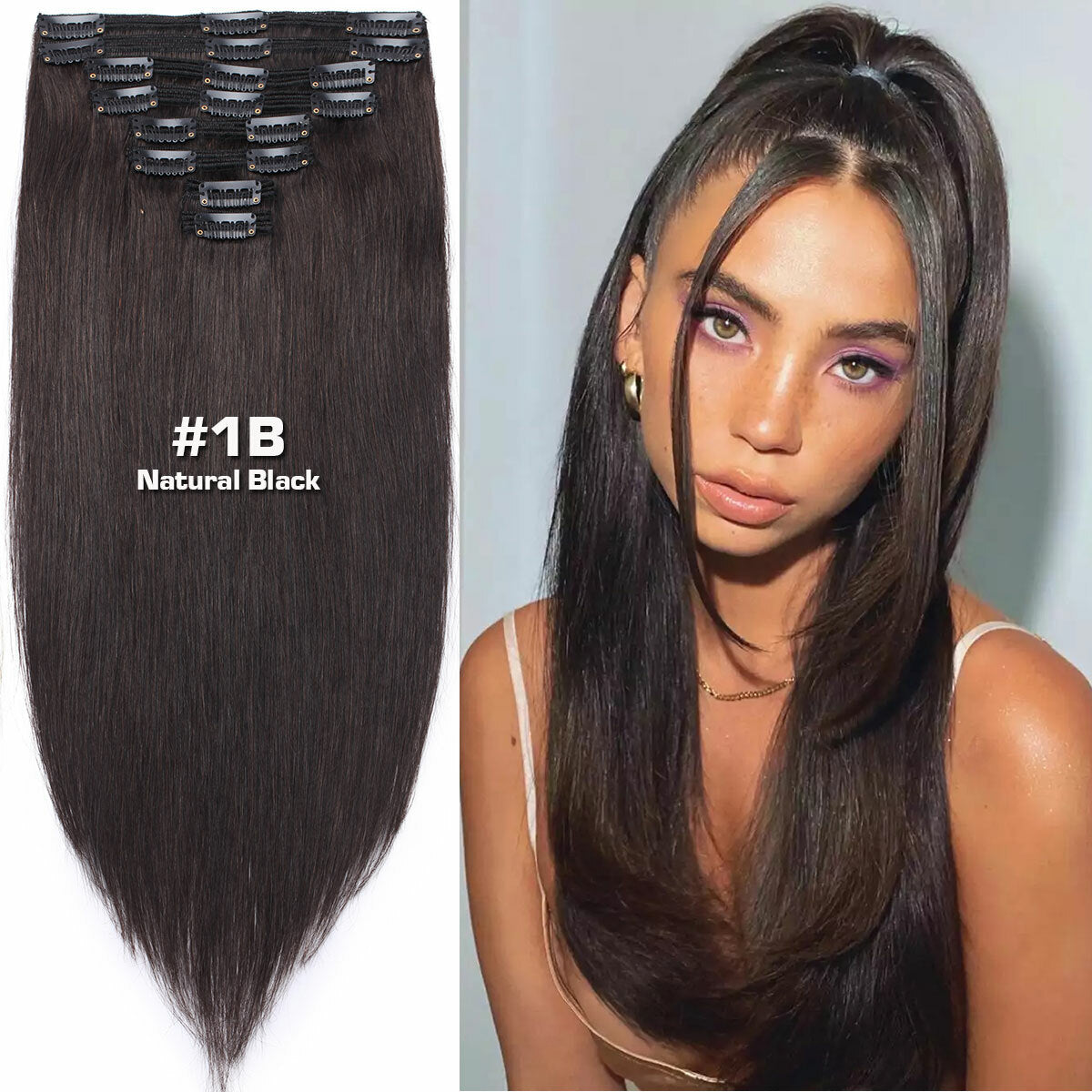 Double Weft Clip-In Human Hair Extensions Full Head - Multiple Colors & Lengths
