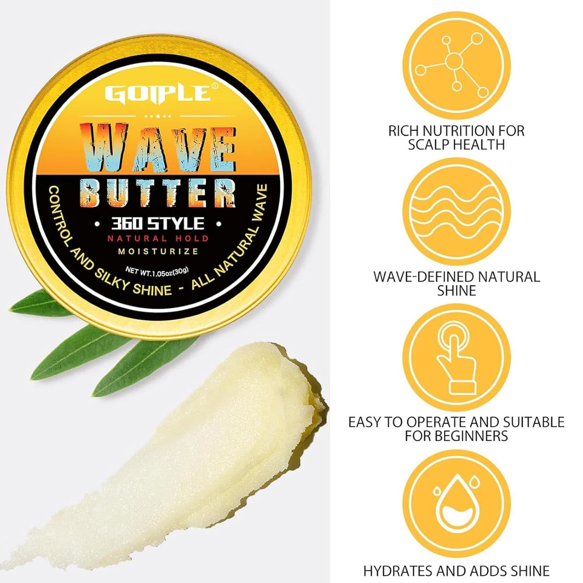 Men's Strong Hold Wave Pomade for 360 Waves Easy Wash Hair Cream