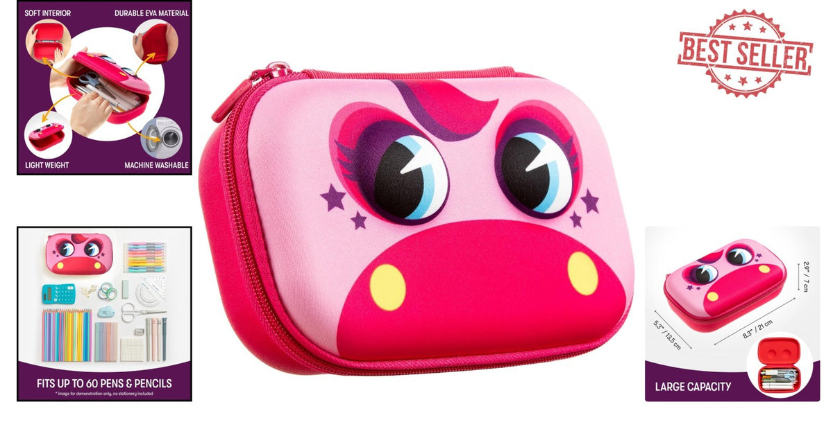Round Pencil Case for Girls - Fun School Storage Organizer