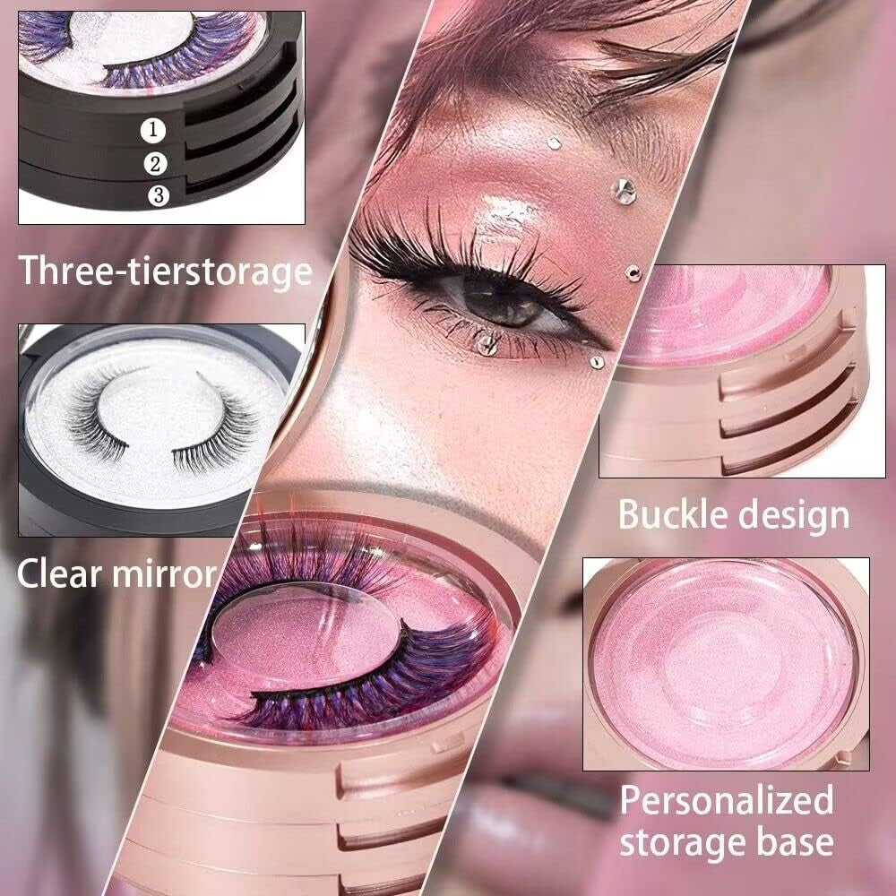 3-Layer Eyelash Storage Box with Mirror - 2 Pack, Compact and Durable