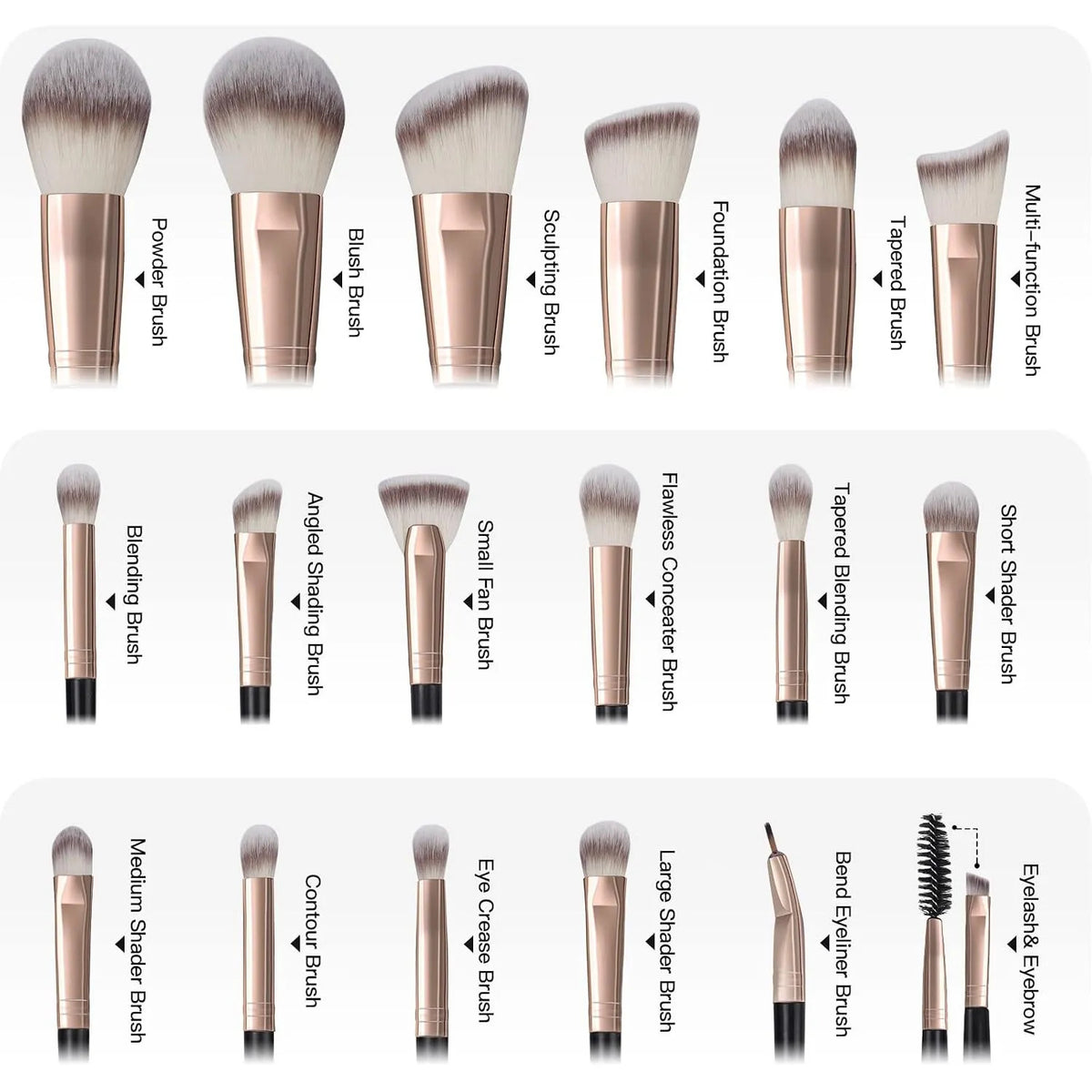Professional 18-Piece Makeup Brush Set with Travel Case - Synthetic Face Kabuki Kit