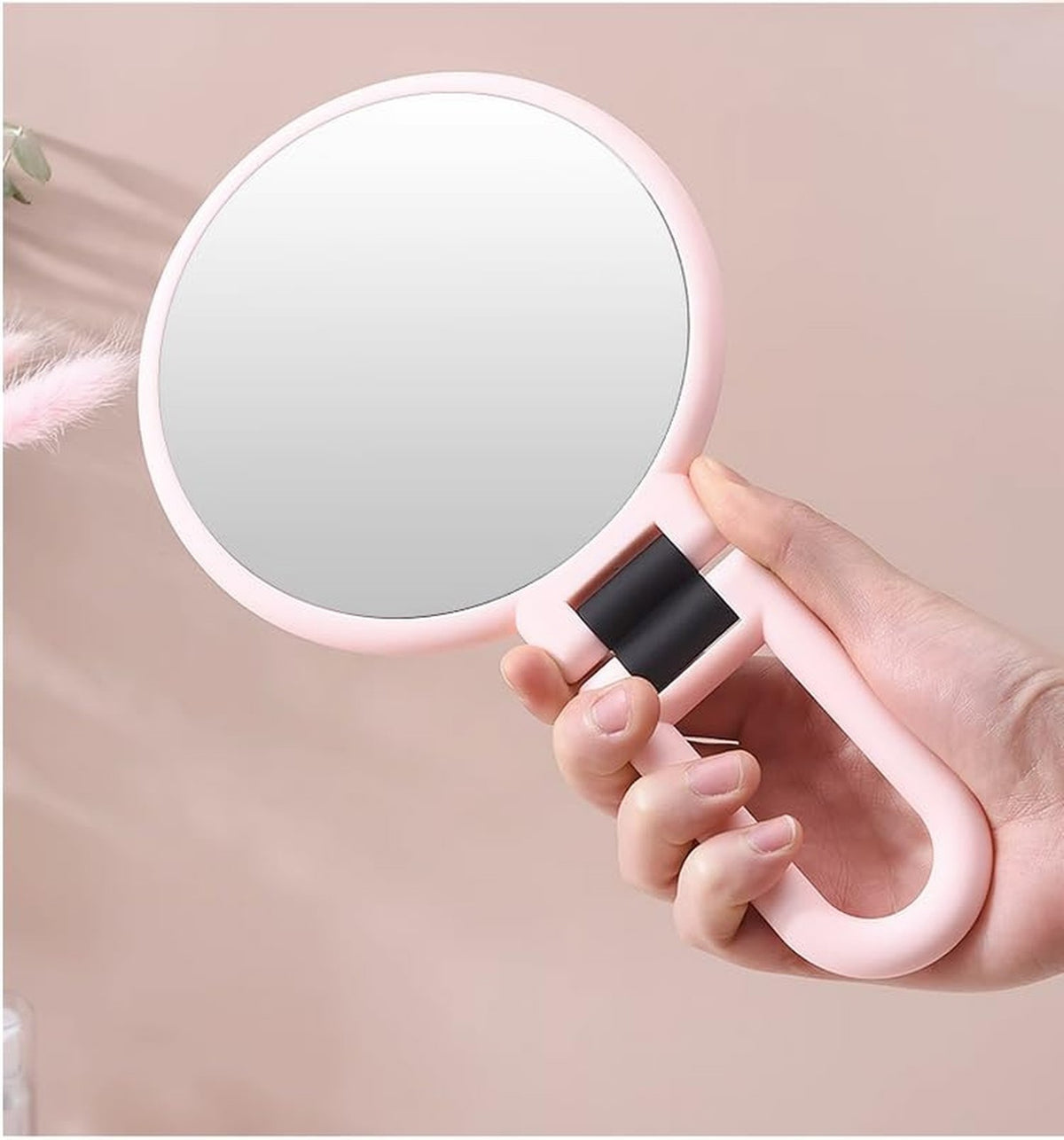 15X Magnifying Handheld Travel Mirror with Handle - Double Sided Folding
