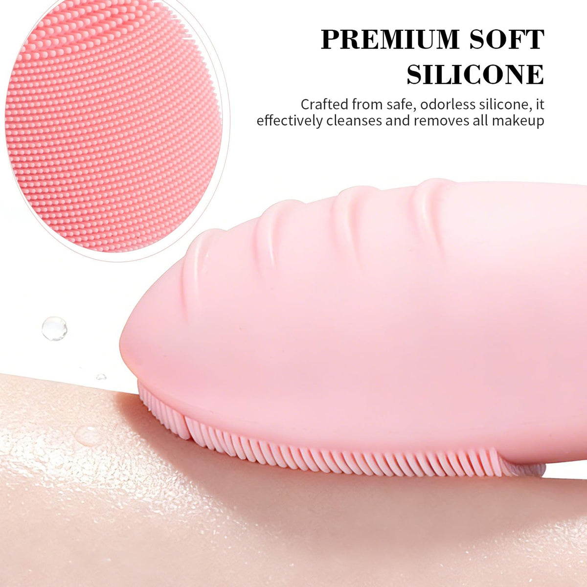 Rechargeable Silicone Facial Cleansing Brush with 5 Pink Modes & Metal Massage Head