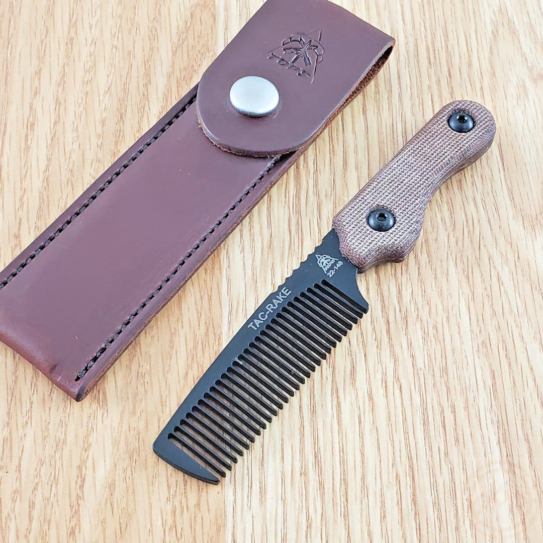 3-Inch Carbon Steel Rake Blade with Tan Canvas Micarta Handle