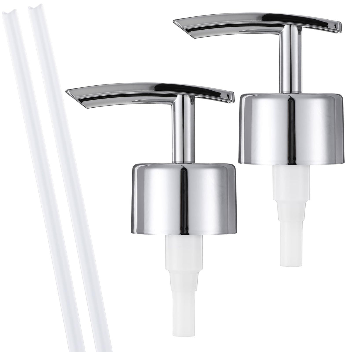 2 Pack Universal Silver Soap Dispenser Pumps Replacement Top for Liquid Hand Soaps