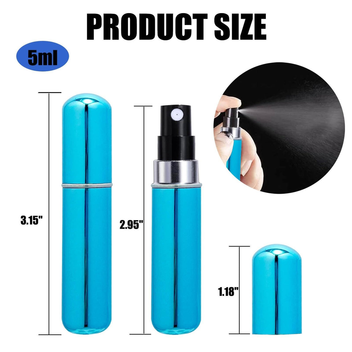 Refillable Travel Perfume Atomizer Set - 10PCS 5ml Mini Spray Bottles