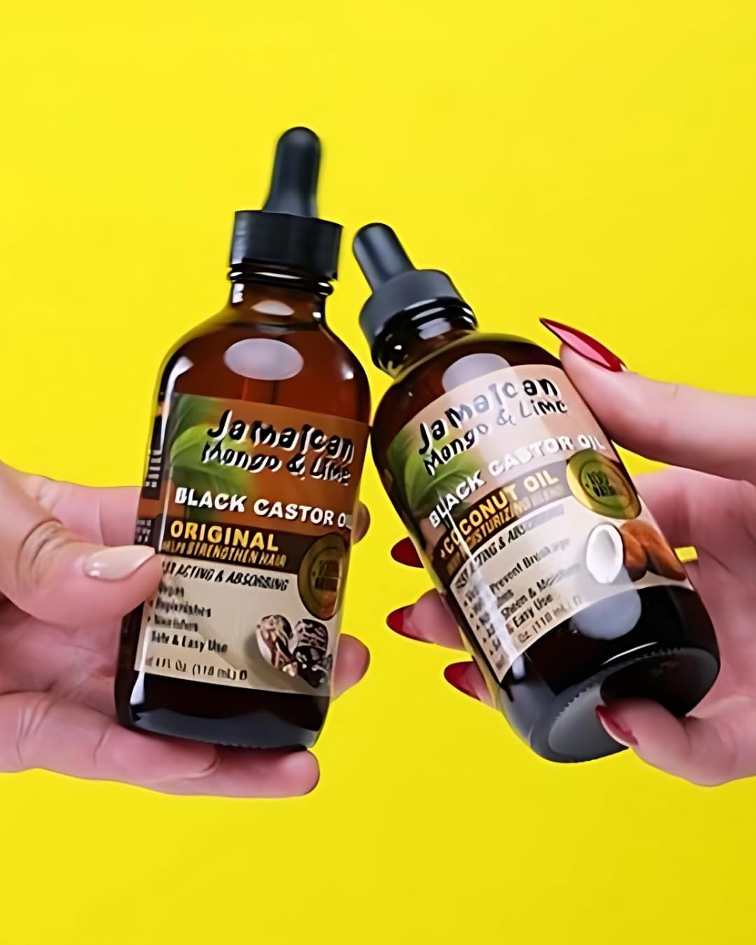 Jamaican Mango & Lime Black Castor Oil & Coconut Oil Set - Hair Growth & Moisturizing 2oz Pack of 2