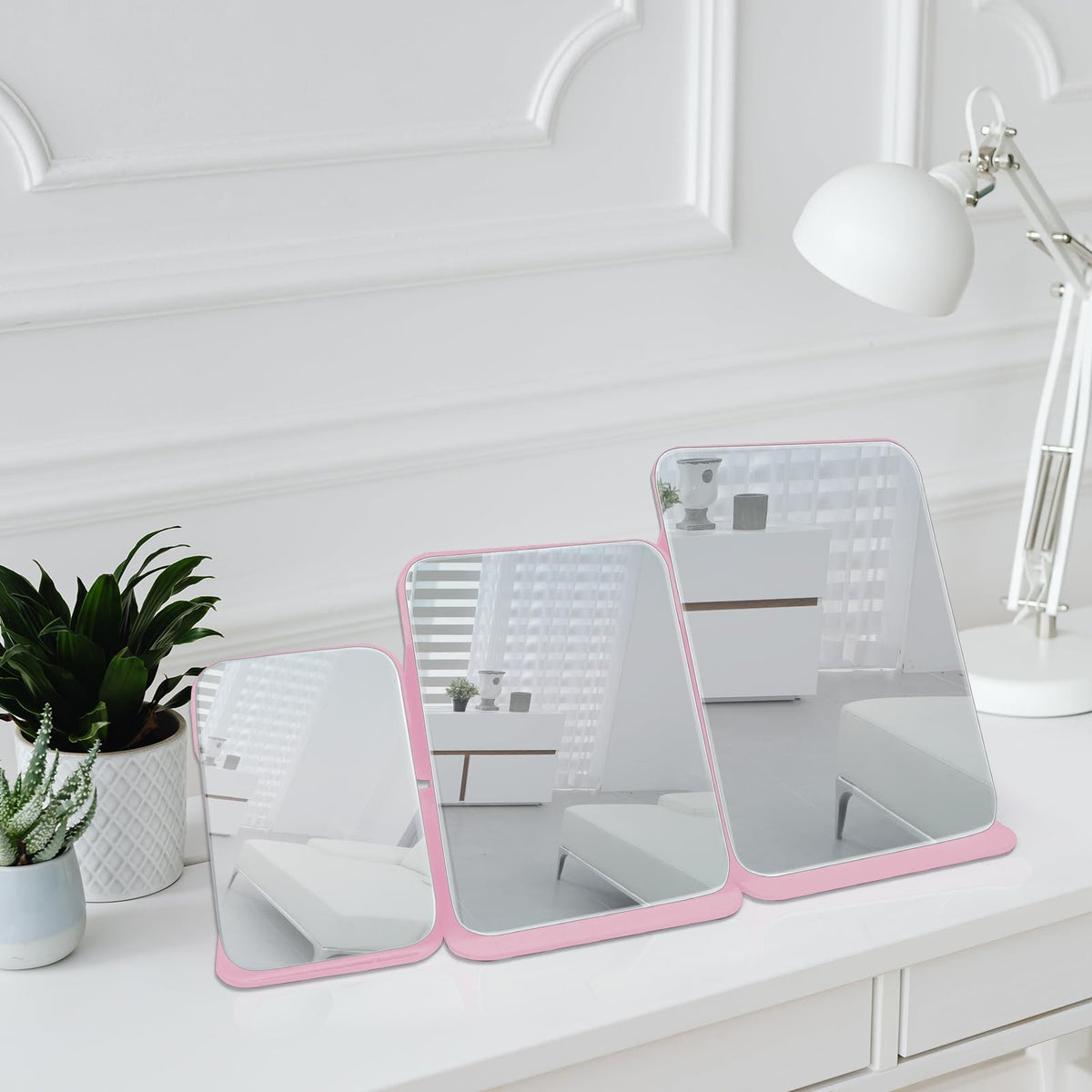 Portable 7x10-inch Folding Makeup Mirror with PU Leather Cover