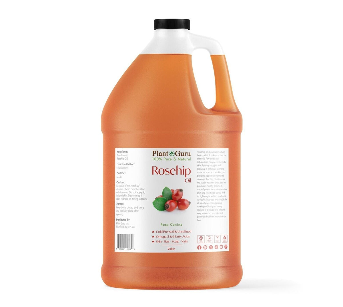 Pure Cold Pressed Rosehip Seed Oil for Skin & Hair - Unrefined Natural Moisturizer
