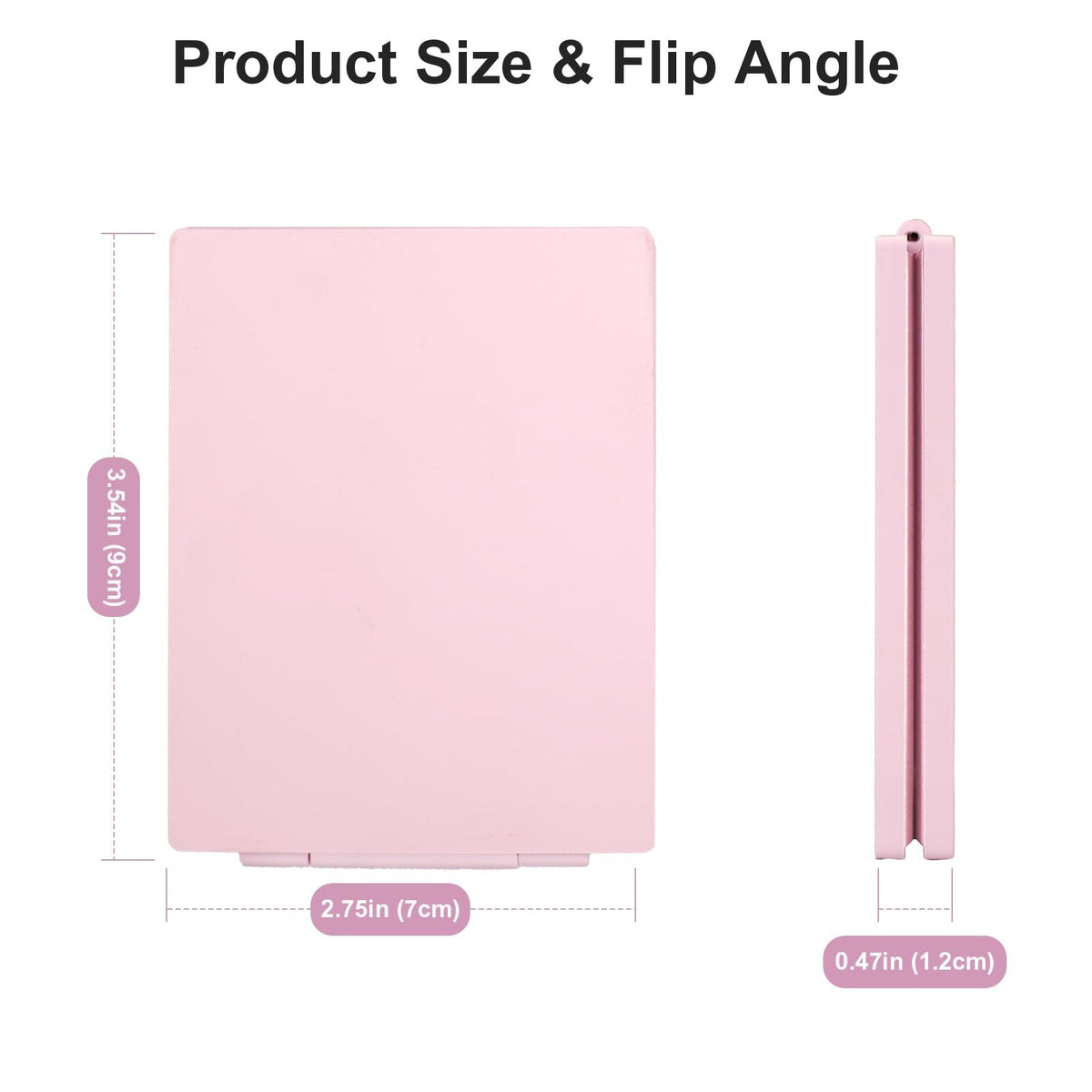 Portable Travel Compact Mirror with 1x/3x Magnification Pink