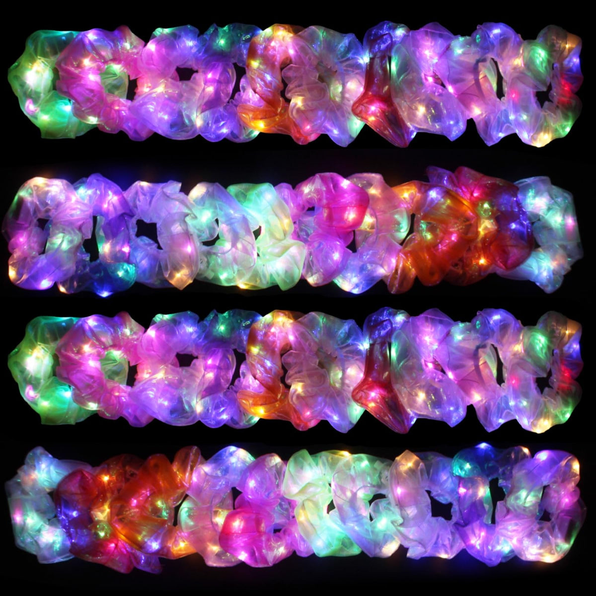 40 Pcs LED Scrunchies, Light up Hair Glow in 1 Count (Pack of 40)