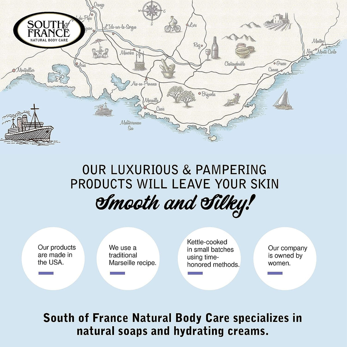 South of France French Milled Soap, Violet Bouquet, 6 Ounces