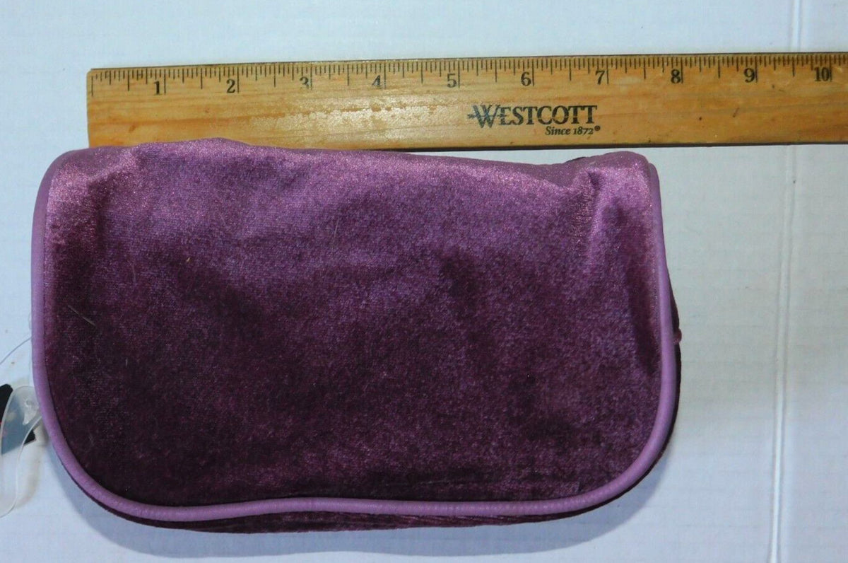 Purple Velvet Makeup Pouch - Small Travel Cosmetic Bag for Women