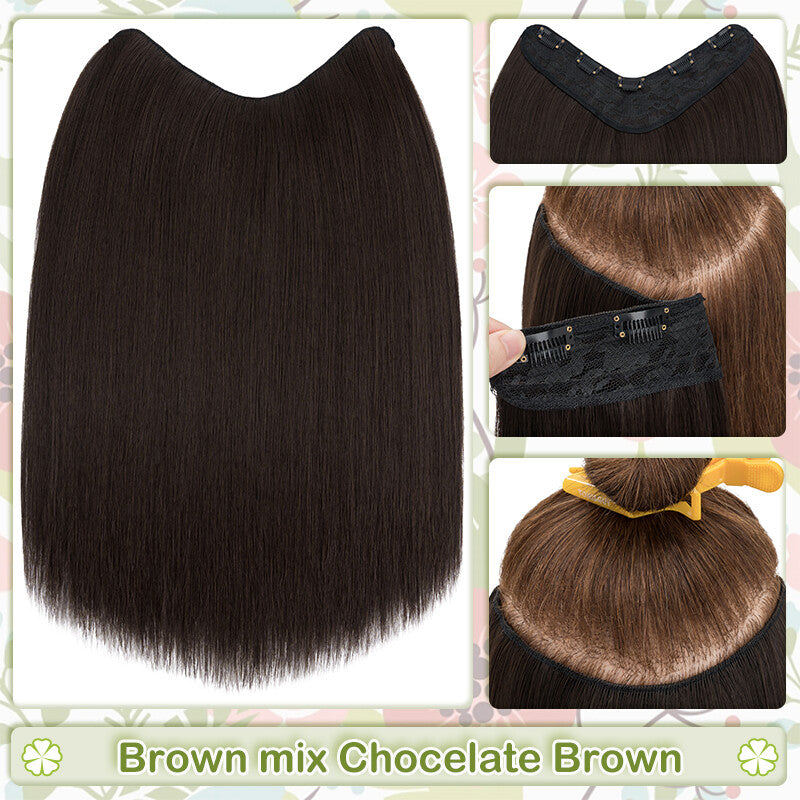 One Piece Clip-In Hair Extensions 3/4 Full Head V-Shaped Hairpiece Multiple Colors & Lengths