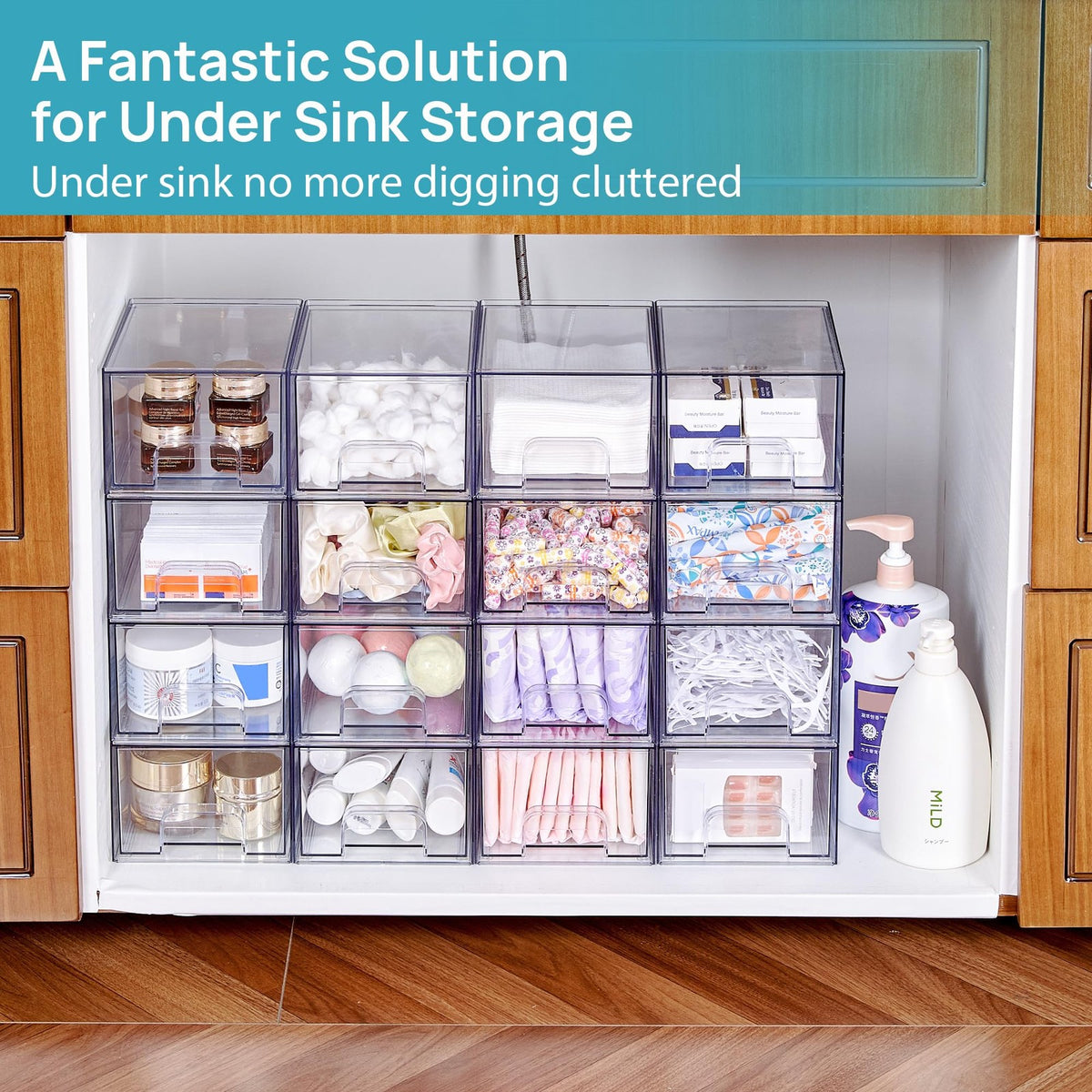 Clear Stackable Acrylic Storage Drawers - Small Multi-Purpose Organizer Set