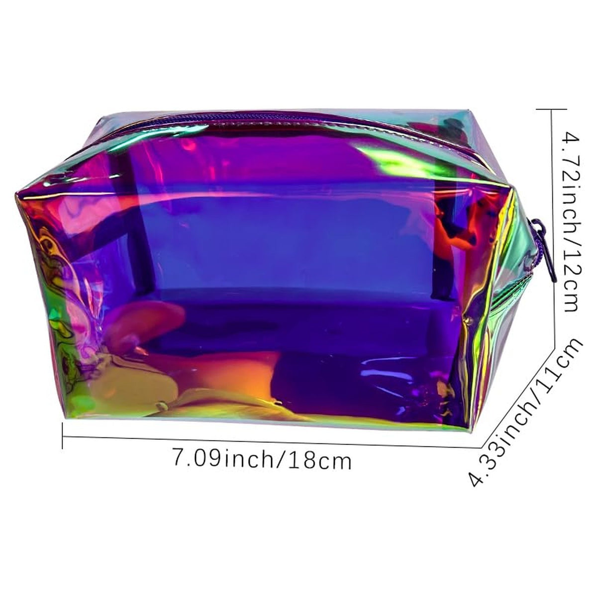 Holographic Waterproof PVC Cosmetic Toiletry Bag Travel Organizer - Purple