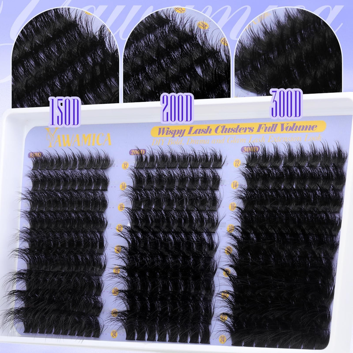 DIY Eyelash Clusters Kit 150D 200D 300D Full Volume Wispy Lash Extensions