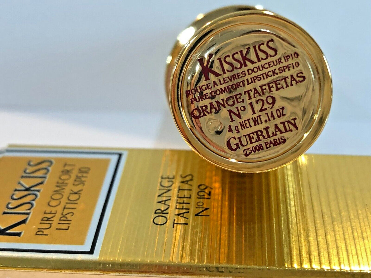 Guerlain KissKiss Pure Comfort Lipstick Orange Taffetas No. 129 NIB