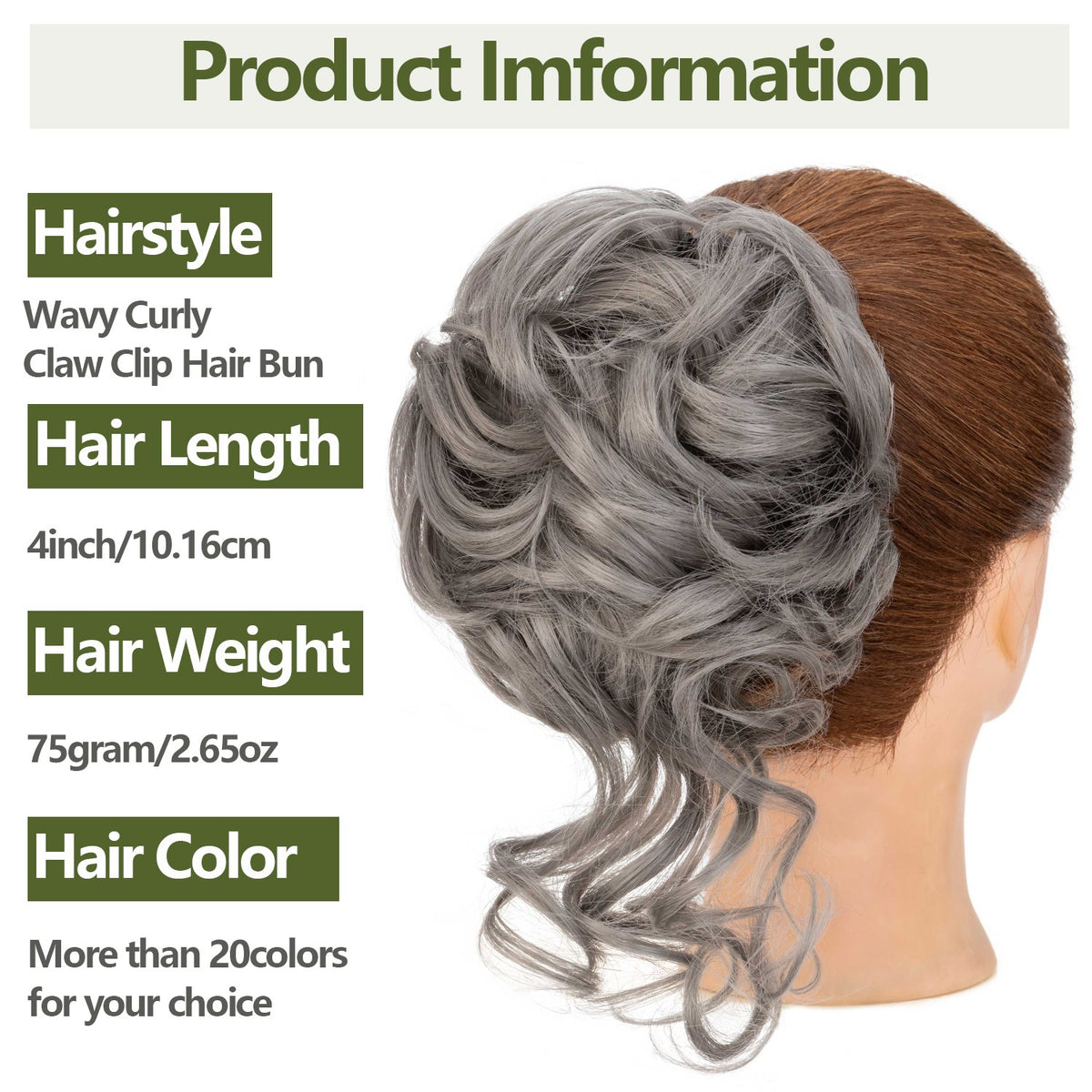 Natural Clip-In Messy Bun Hair Extension Hairpiece for Updo & Wedding