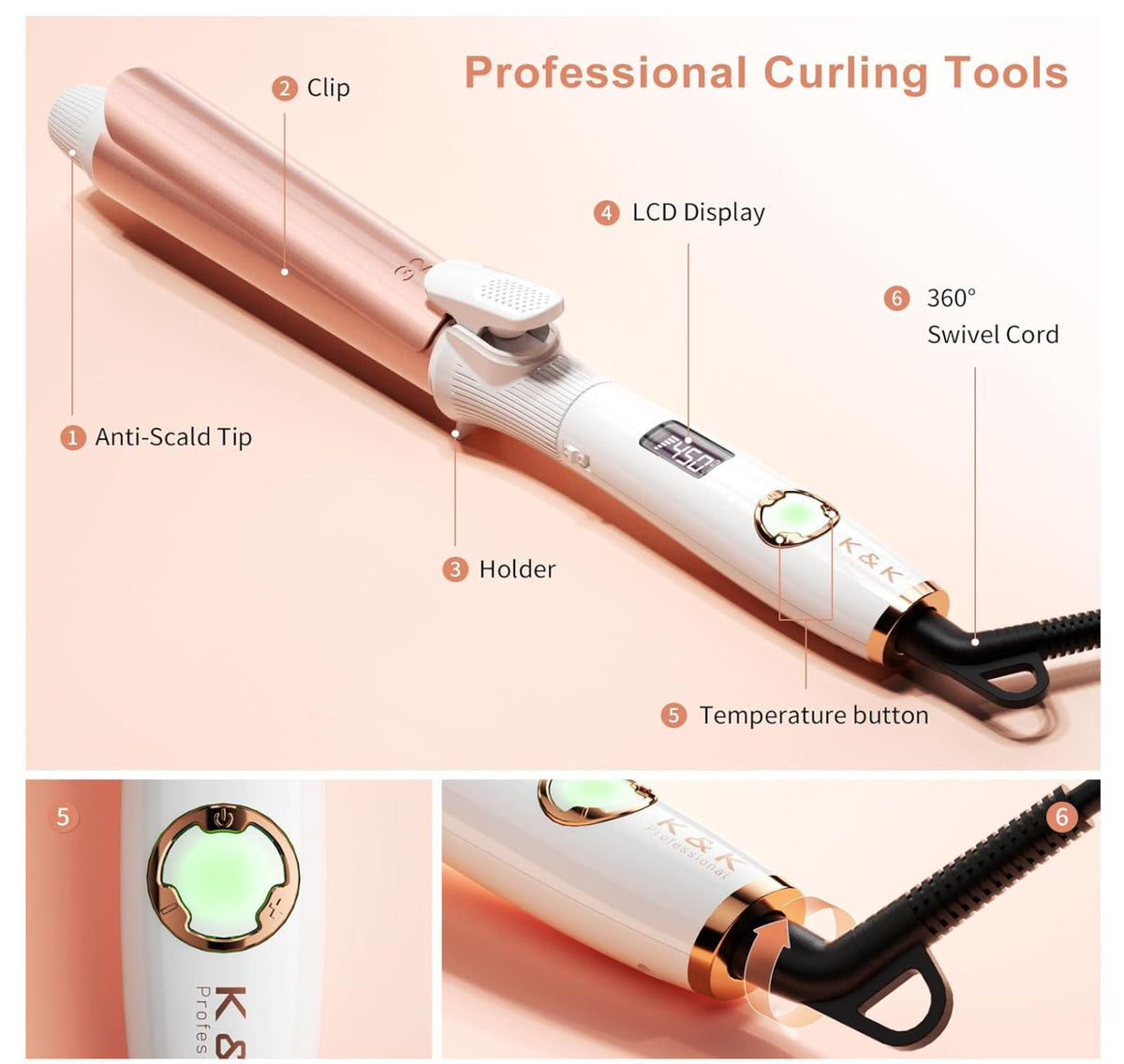 1.25 Inch Curling Wand with Ceramic Coating & Nano Titanium – Fast Heating Hair Curler