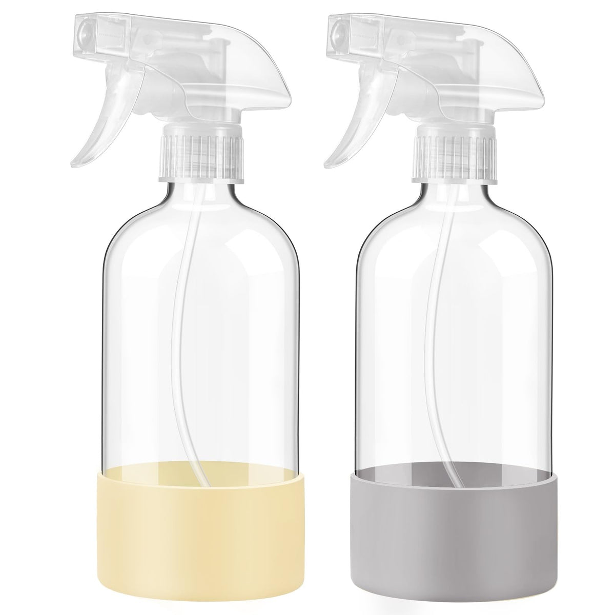 16oz Reusable Glass Spray Bottles with Silicone Sleeve for Hair & Plants