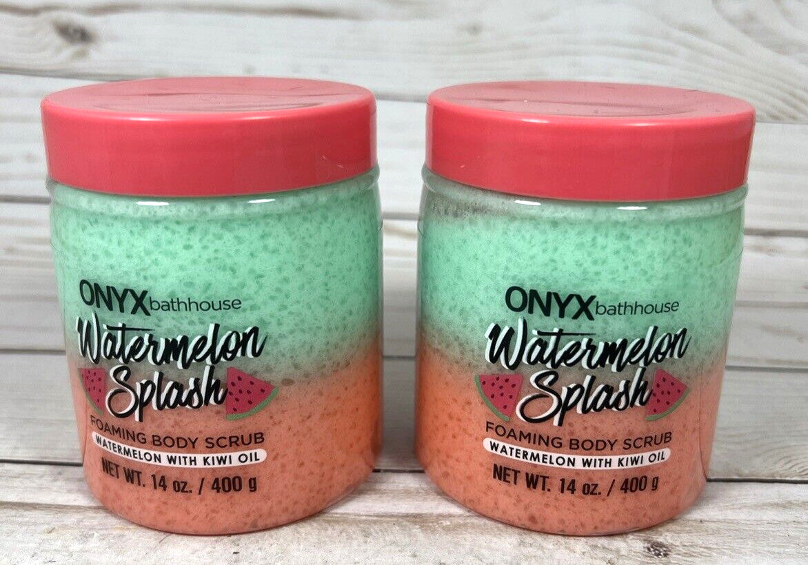 ONYX Bathhouse Watermelon Splash Foaming Body Scrub w/ Kiwi Oil 14oz