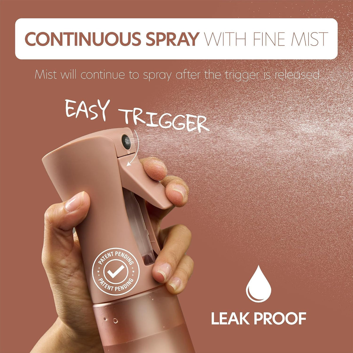 10 OZ Continuous Spray Bottle with Fine Mist for Hair, Plants & Cleaning