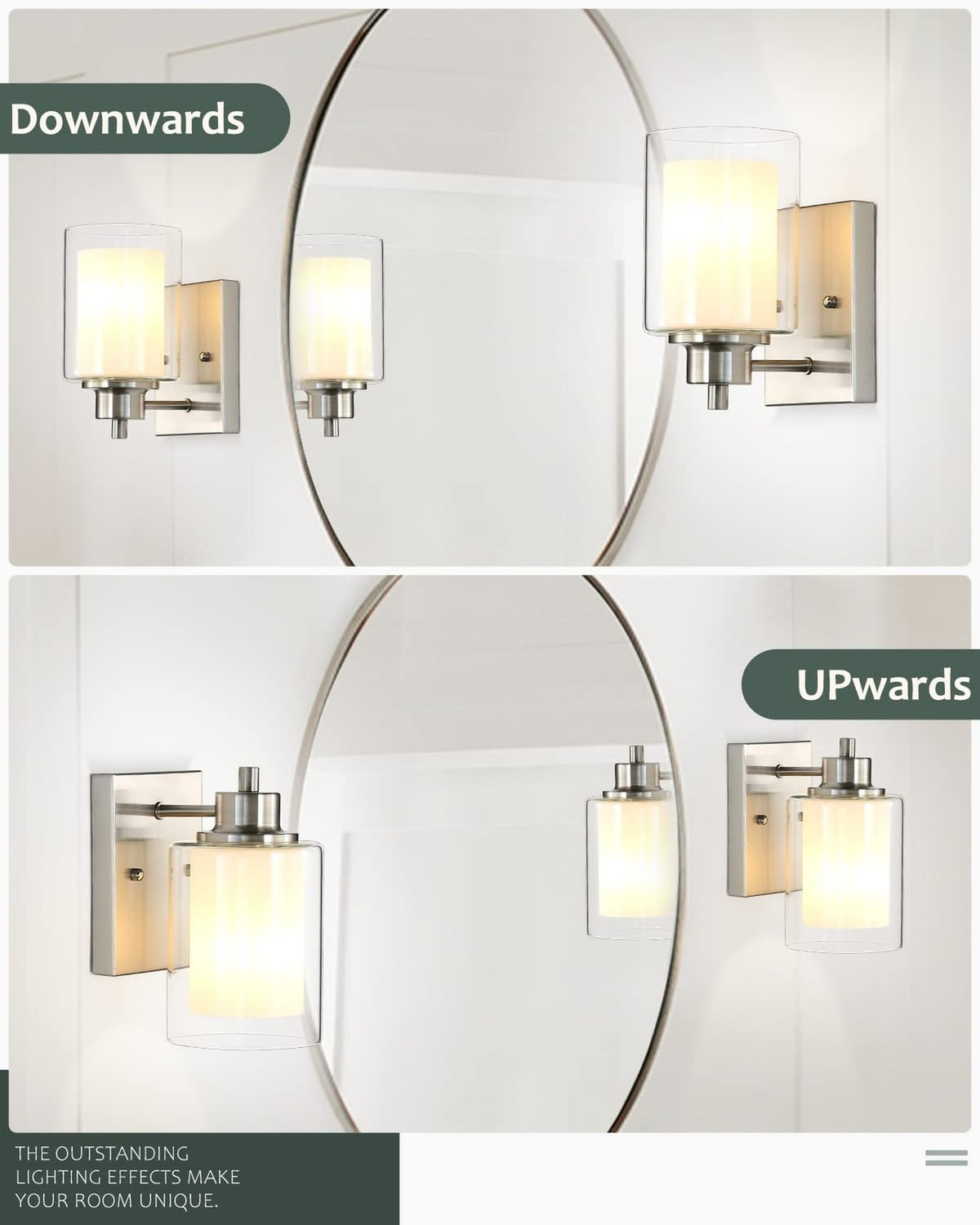 Brushed Nickel Wall Sconce Set - 3 Pack Modern Bathroom Vanity Lights