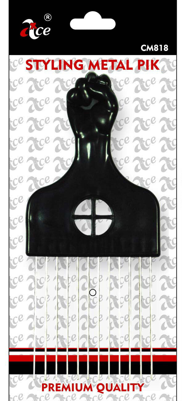 Black Afro Metal Hair Pick Set - 2, 5, 10 Pack 6.5 Inch Styling Tools