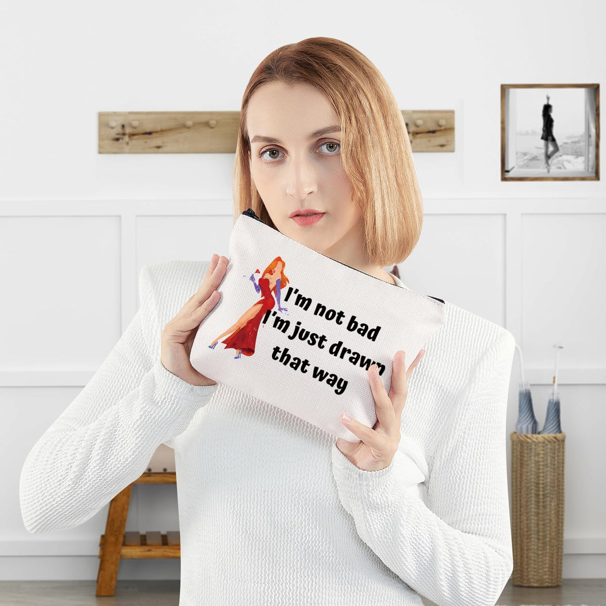 Personalized Jessica Rabbit Cosmetic Bag - Drawn That Way Zipper Pouch Gift