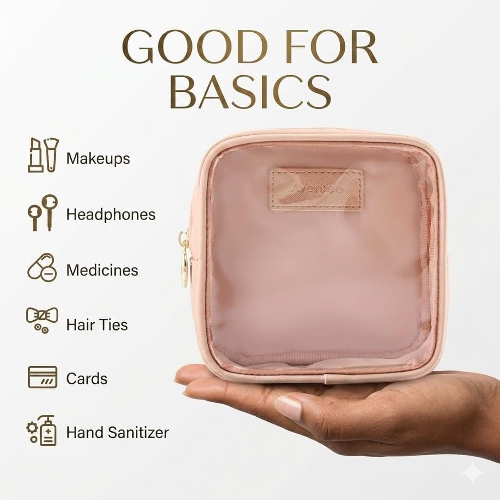 Small Waterproof Clear Makeup Bag for Travel and Purse Organizer
