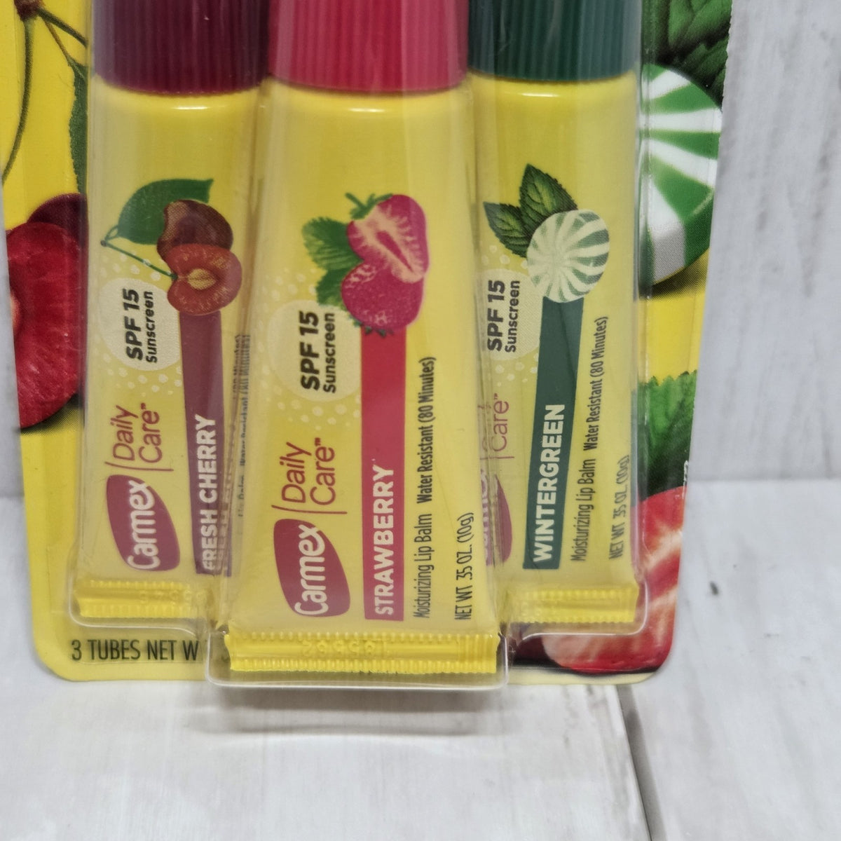 Carmex 3 Pack SPF 15 Lip Balm Set - Cherry Strawberry Wintergreen