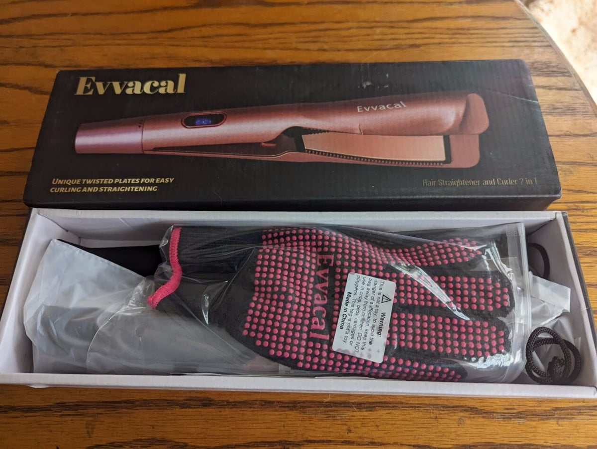 2-in-1 Hair Curling and Straightening Flat Iron with Twisted Plates