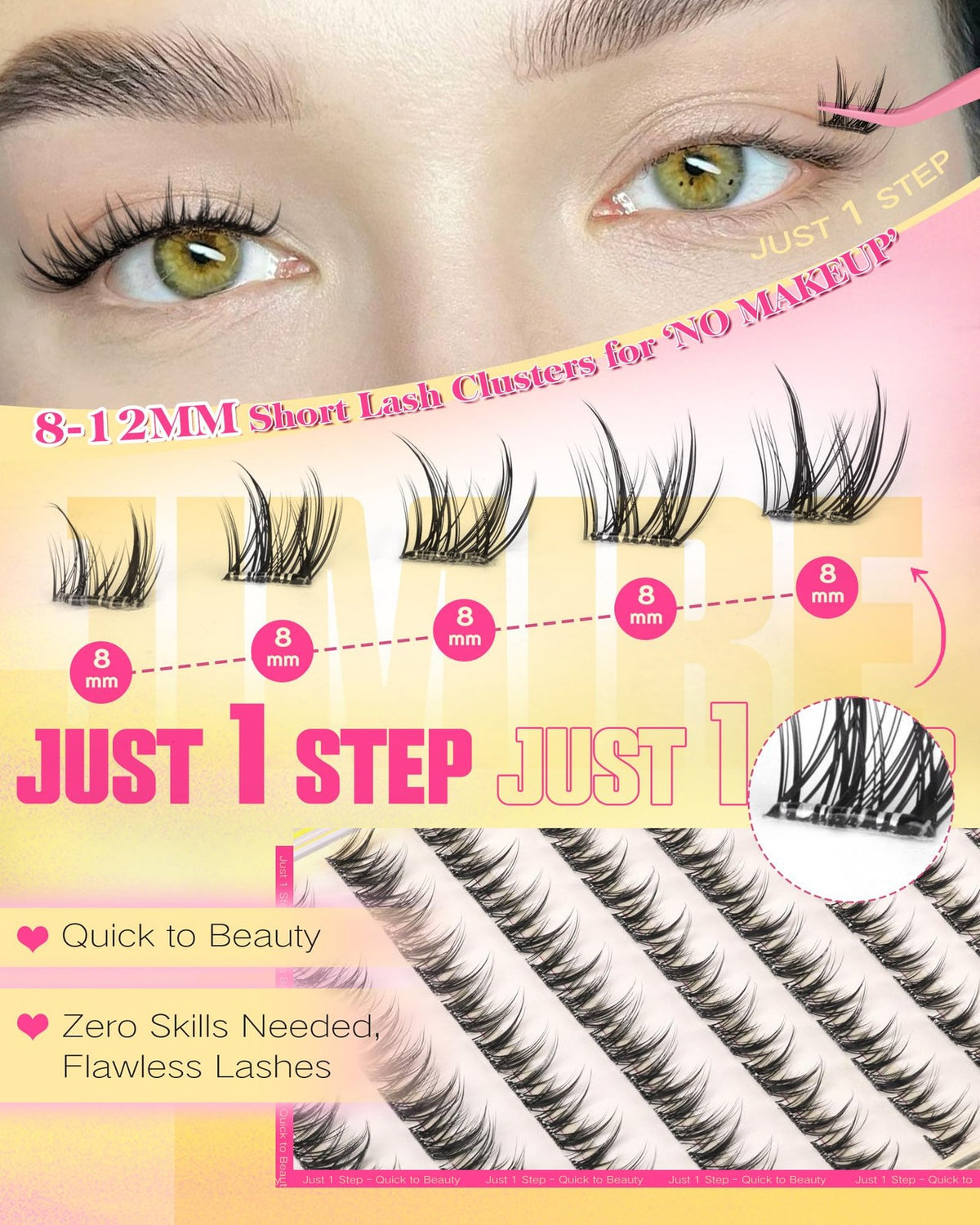 Self Adhesive Eyelash Clusters Natural Look Wispy Lash Extensions Black