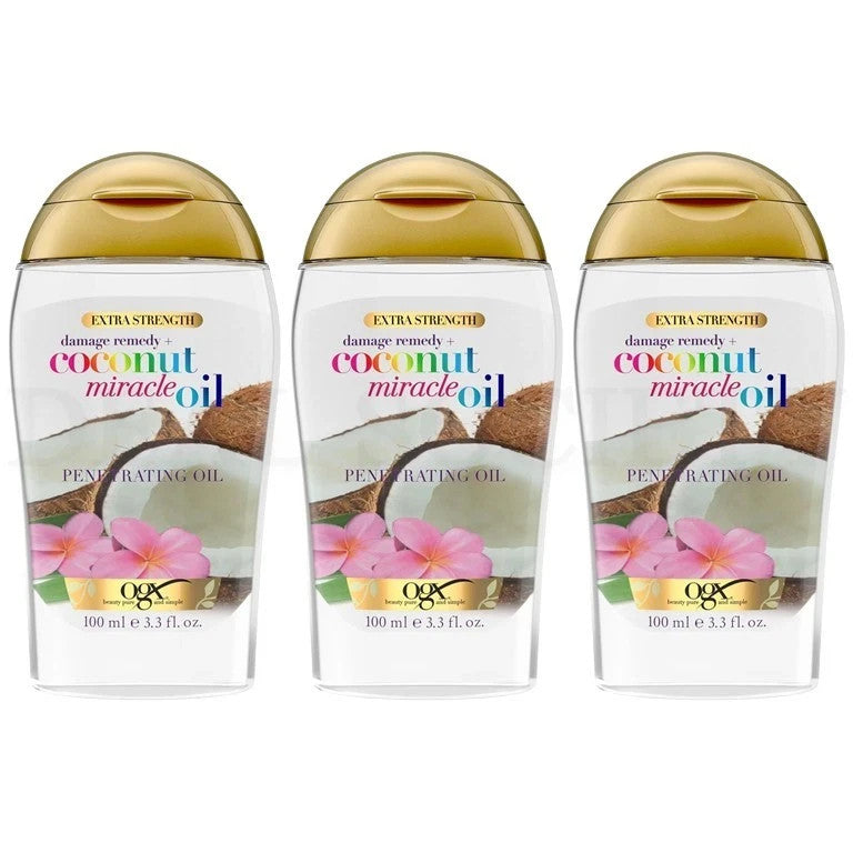 Coconut Hair Oil Treatment for Damaged Hair - 3.3oz, Lot of 3