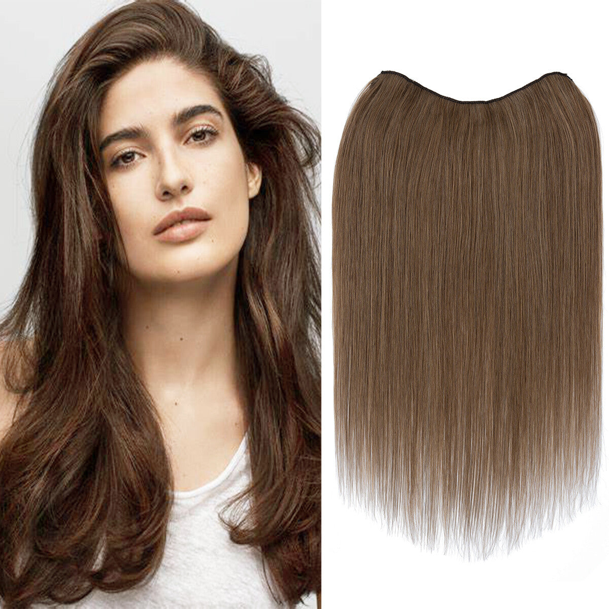 V-Shape Clip-In Human Hair Extensions Half Head - Remy Straight Hair